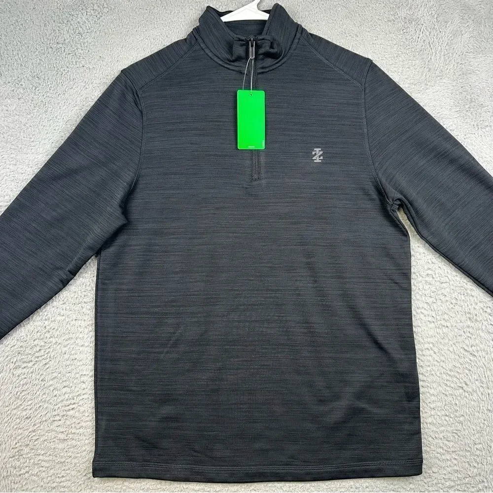 Izod Golf Pullover Mens Small Black Breathable UPF50 Water Resistant 1/4 Zip NEW